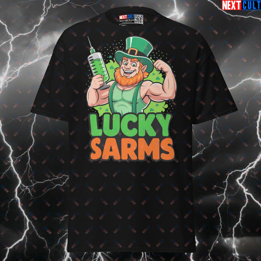 Lucky SARMS Not Natty Gym Meme Tee | Funny St Patrick's Day Workout Pump Cover Shirt T-shirts Fitness Gym Pump Cover St. Patrick's Day Steroids Workout Next Cult Brand