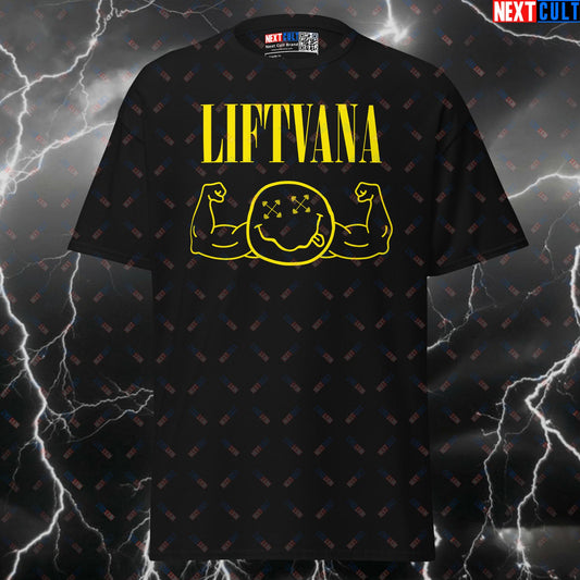 Liftvana Grunge Rock Music Funny Gym T-Shirt - Ironic Nirvana Pump Cover Tee for Gains T-shirts Bodybuilding Fitness Gym Nirvana Powerlifting Pump Cover Rock Music Workout Next Cult Brand
