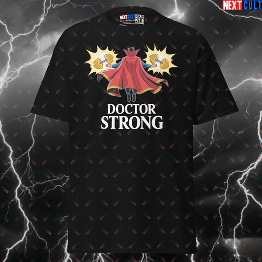 Doctor Strong Magic Lift Funny Gym Meme T-Shirt - Superhero Fitness Pump Cover Graphic Tee for Lifters T-shirts Bodybuilding Doctor Strange Films Fitness Gym Powerlifting Pump Cover Superheroes Workout Next Cult Brand