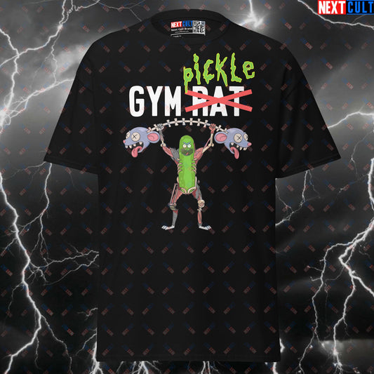 Gym Pickle Rick Funny Gym Shirt | Not A Gym Rat Pump Cover Tee | Rick and Morty Fitness Meme Graphic Top T-shirts Bodybuilding Fitness Gym Powerlifting Pump Cover Rick and Morty TV Workout Next Cult Brand
