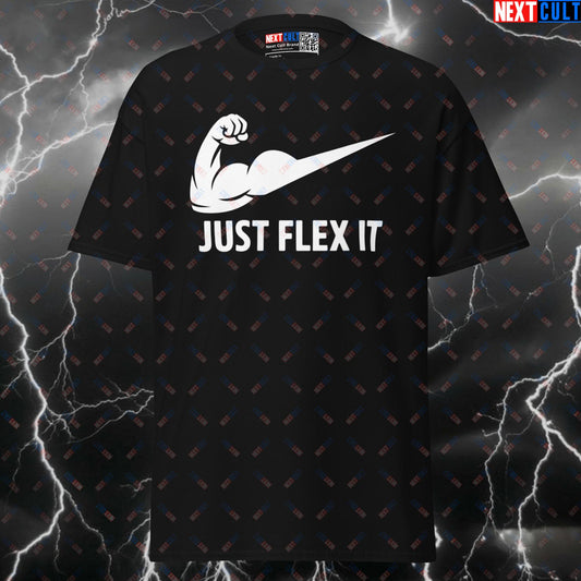 Just Flex It Funny Gym Meme Shirt - Essential Workout Pump Cover Tee for Lifters T-shirts Bodybuilding Fitness Gym Pump Cover Workout Next Cult Brand