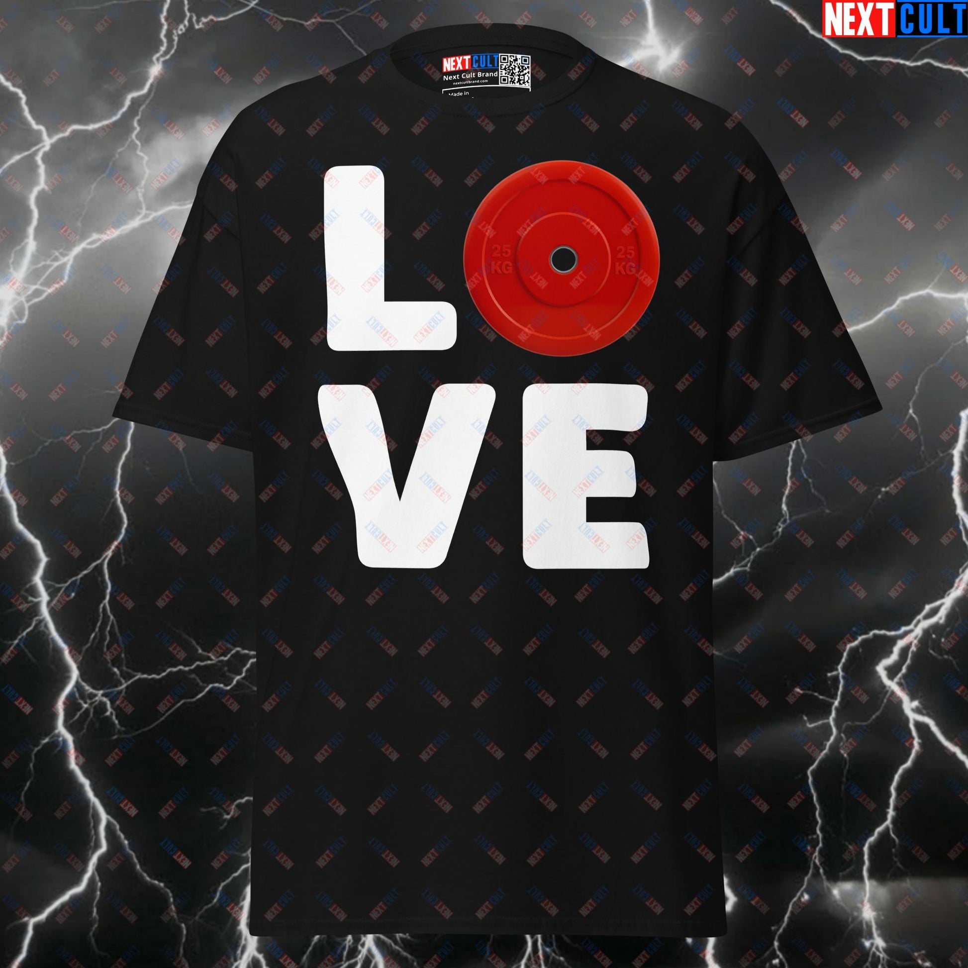 Funny Gym Meme Valentine's Day T-Shirt | I Love Weights & Red Bumper Plate Pump Cover Top T-shirts Bodybuilding Fitness Gym Powerlifting Pump Cover Valentine's Day Workout Next Cult Brand