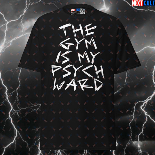 The Gym Is My Psych Ward Funny Gym Shirt | Psycho Gymbro Meme Tee | Fitness Pump Cover Top T-shirts Bodybuilding Fitness Gym Halloween Powerlifting Pump Cover Workout Next Cult Brand