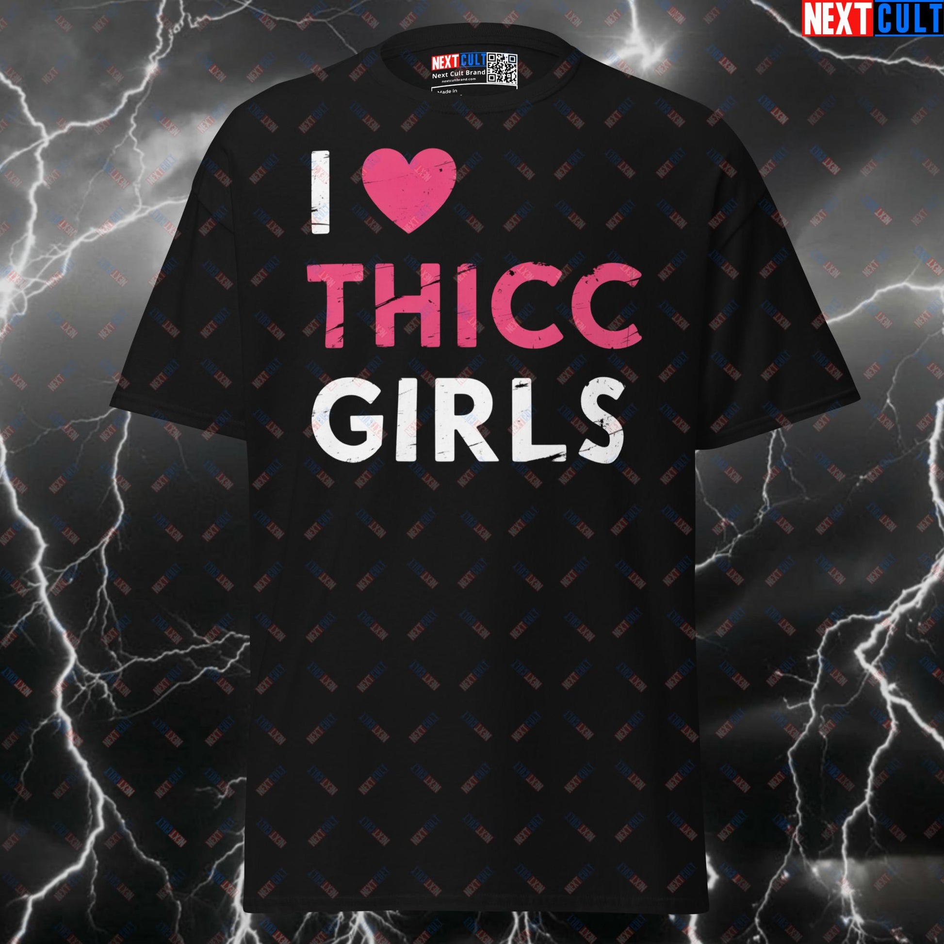 I Love Thicc Girls Funny Gym Shirt - Graphic Tee for Bodybuilding & Powerlifting Meme Pump Cover Top T-shirts Bodybuilding Fitness Gym Leg Day Pump Cover Valentine's Day Workout Next Cult Brand