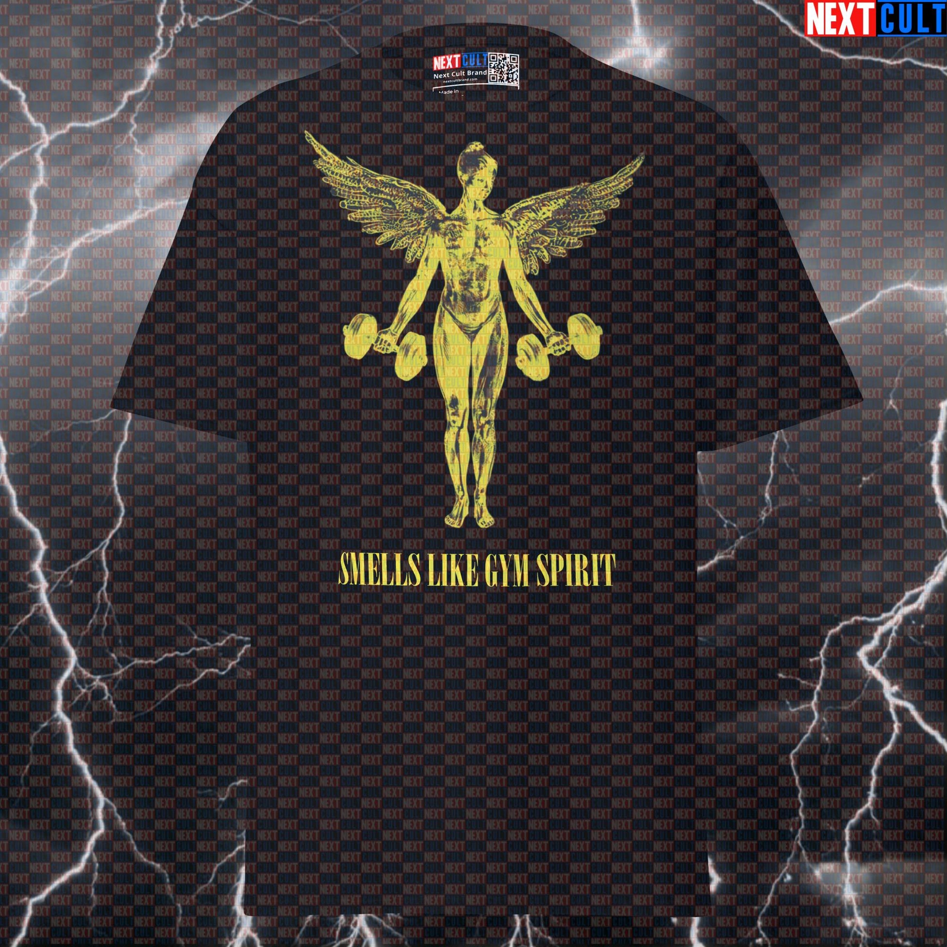 Smells Like Gym Spirit Funny Gym Shirt | Grunge Workout Tee & Pump Cover for Lifters & Gymbros T-shirts Bodybuilding Fitness Gym Nirvana Powerlifting Pump Cover Rock Music Workout Next Cult Brand