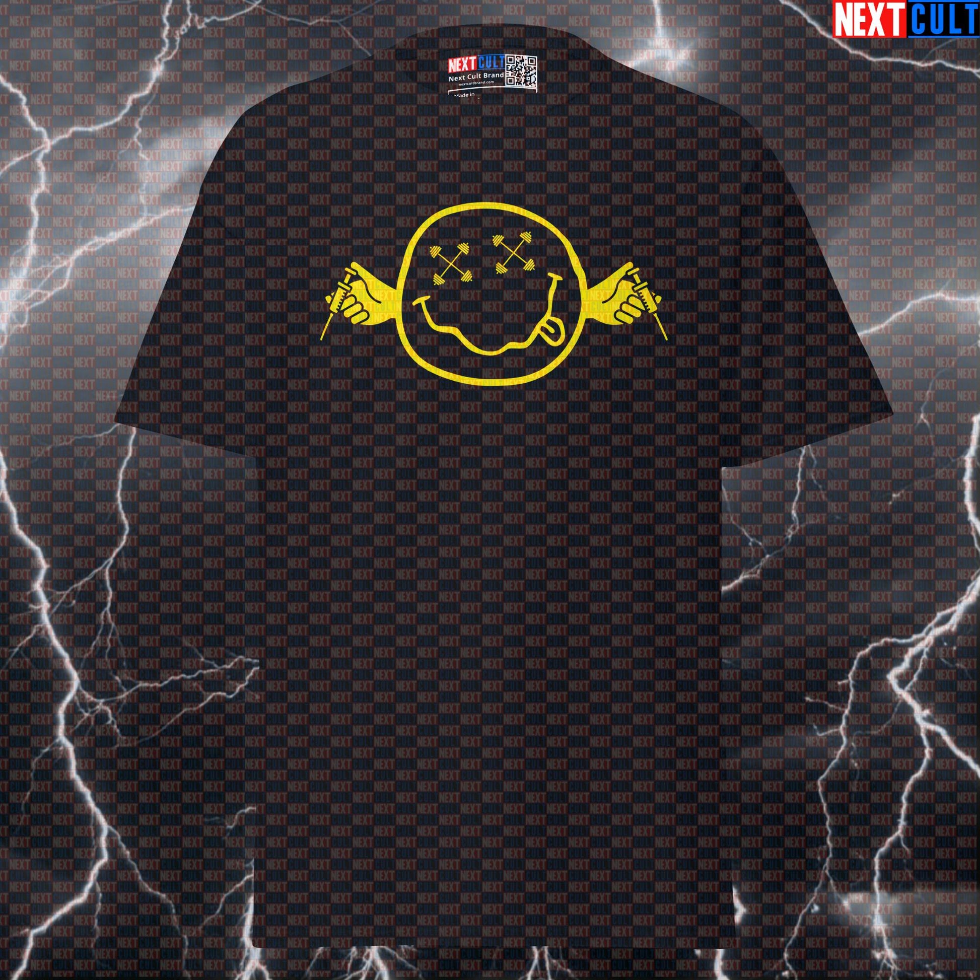 Smells Like Tren Spirit Funny Gym Shirt | Not Natty Nirvana Graphic Tee for Lifters & Gymbros T-shirts Bodybuilding Fitness Gym Nirvana Powerlifting Pump Cover Rock Music Steroids Workout Next Cult Brand
