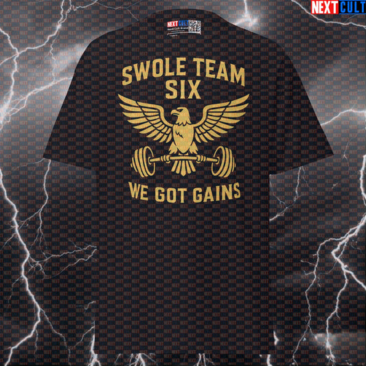 Swole Team Six Pump Cover: We Got Gains Patriotic Graphic Tee for Gym & 4th of July T-shirts 4th of July Bodybuilding Fitness Gym Powerlifting Pump Cover Workout Next Cult Brand