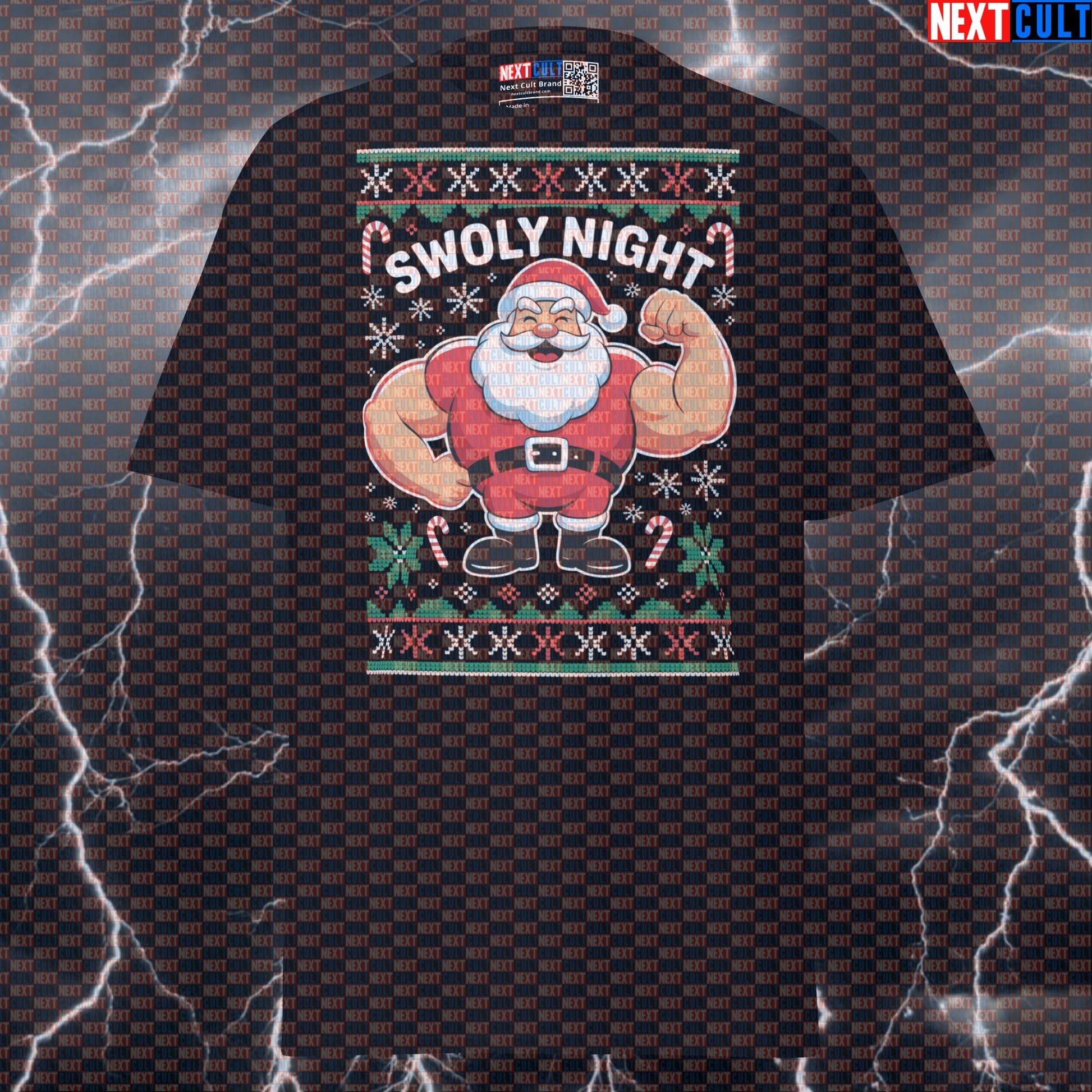 Swoly Night Funny Christmas Gym T-Shirt | Festive Liftmas Pump Cover Tee for Gym Bros & Fitness Meme Lovers T-shirts Bodybuilding Christmas Fitness Gym Pump Cover Workout Next Cult Brand