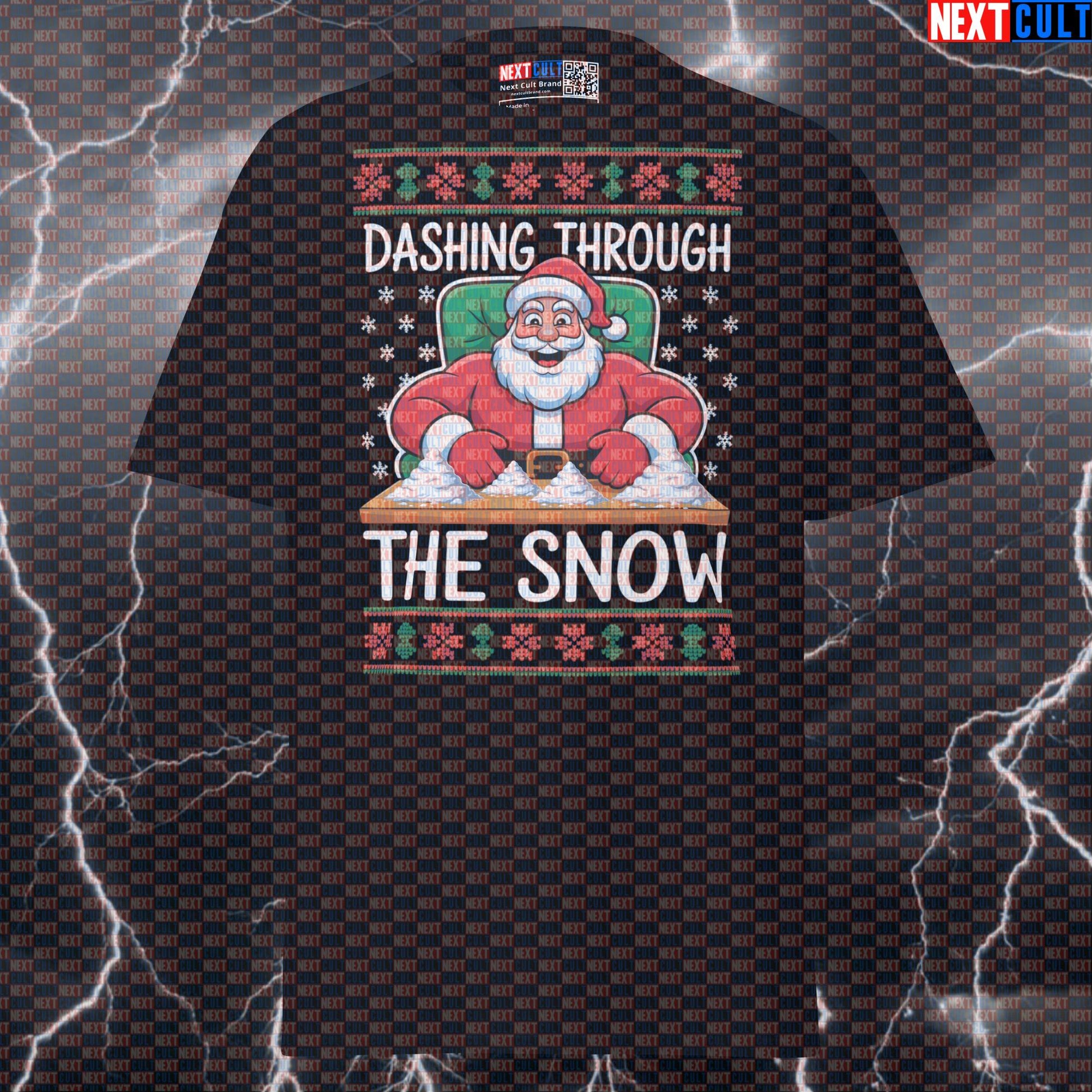 Dashing Through The Snow Funny Gym Shirt | Sniffing Creatine Meme Tee | Liftmas Pump Cover Top T-shirts Bodybuilding Christmas Fitness Gym Pump Cover Workout Next Cult Brand