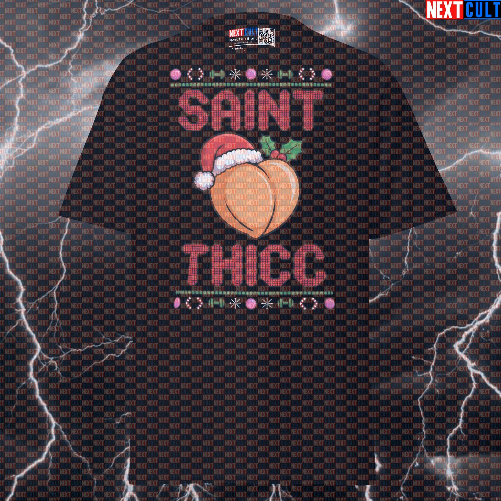 Saint Thicc's Merry Liftmas Funny Gym T-Shirt: A Festive Pump Cover Tee for Gains T-shirts Bodybuilding Christmas Fitness Gym Leg Day Pump Cover Workout Next Cult Brand