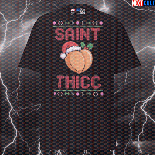 Saint Thicc's Merry Liftmas Funny Gym T-Shirt: A Festive Pump Cover Tee for Gains T-shirts Bodybuilding Christmas Fitness Gym Leg Day Pump Cover Workout Next Cult Brand