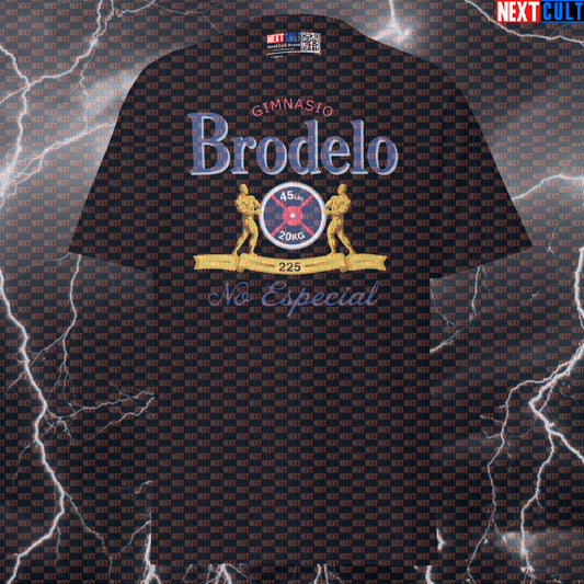 Brodelo Funny Gym Shirt - Gymbro Beer & Gains Meme Graphic Tee Pump Cover Top T-shirts Beer Bodybuilding Fitness Gym Powerlifting Pump Cover Workout Next Cult Brand