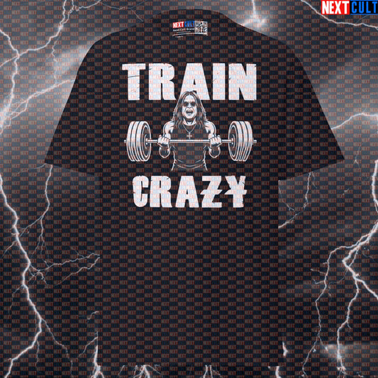 Crazy Train Gym Meme Shirt - Funny Ozzy Osbourne Workout Tee & Pump Cover for Lifters T-shirts Bodybuilding Fitness Gym Ozzy Osbourne Powerlifting Pump Cover Rock Music Workout Next Cult Brand