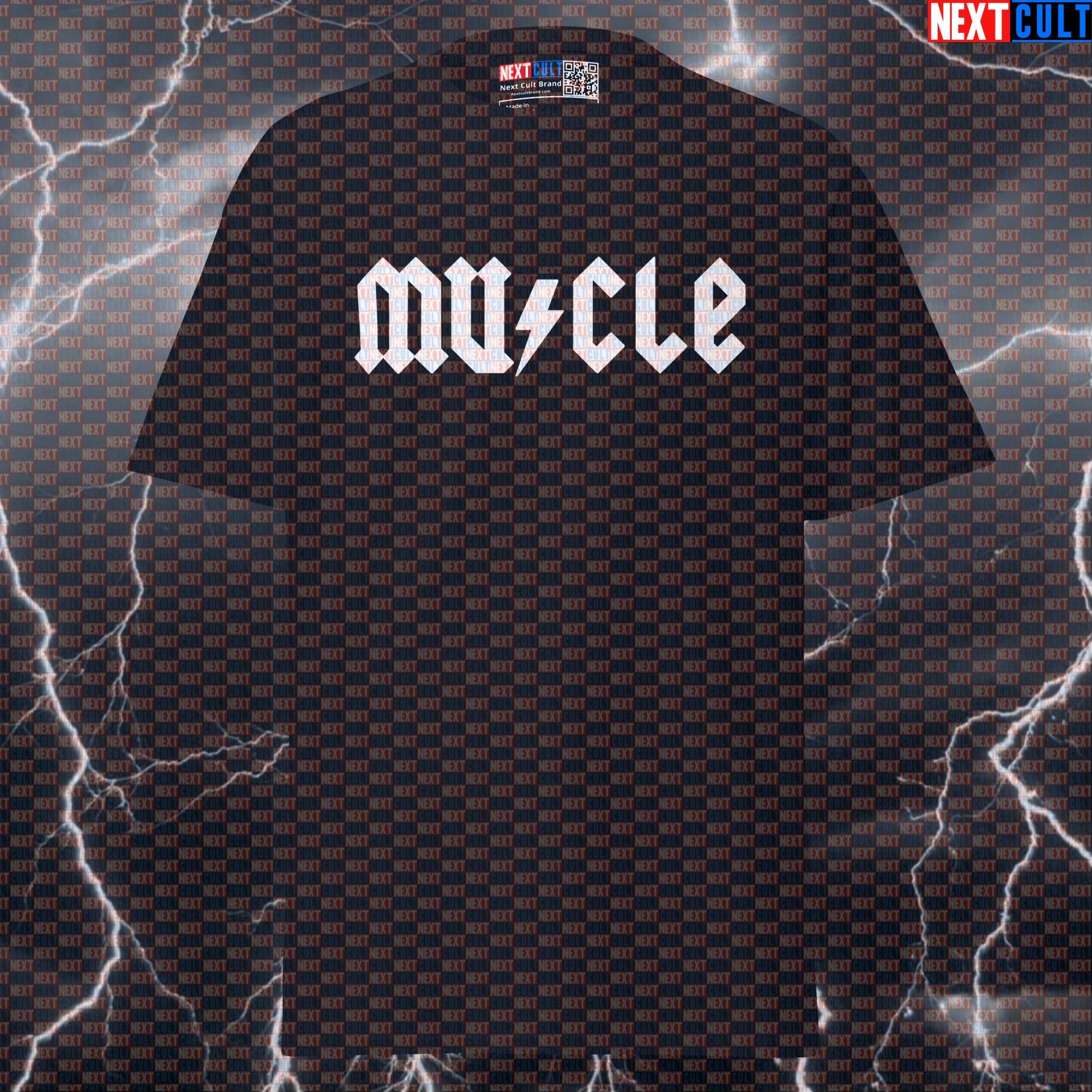 Muscle Funny Gym Meme T-Shirt | AC/DC Rock Music Pump Cover for Bodybuilding & Powerlifting Gains T-shirts AC/DC Bodybuilding Fitness Gym Powerlifting Pump Cover Rock Music Workout Next Cult Brand