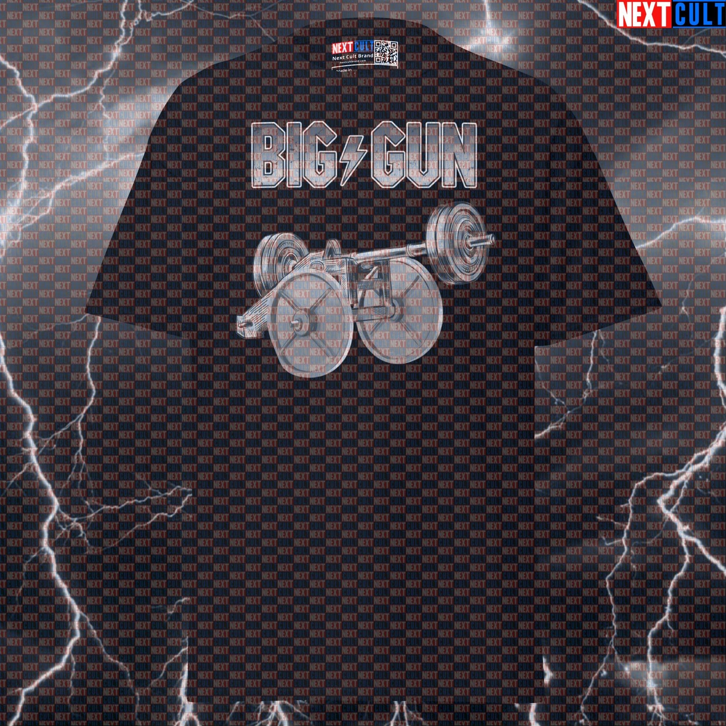 Big Gun Gym Meme Tee: For Those About To Lift We Salute You Funny Graphic Pump Cover T-Shirt T-shirts AC/DC Bodybuilding Fitness Gym Powerlifting Pump Cover Rock Music Workout Next Cult Brand