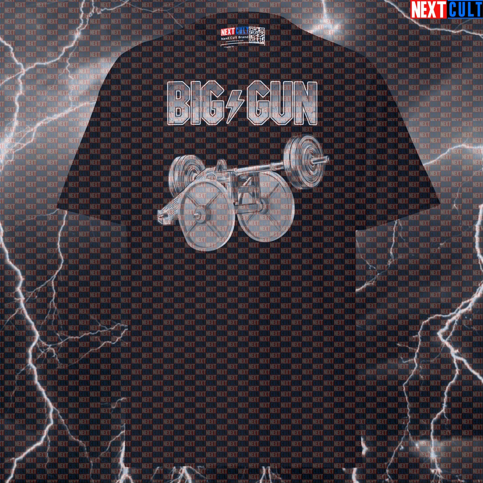 Big Gun Gym Meme Tee: For Those About To Lift We Salute You Funny Graphic Pump Cover T-Shirt T-shirts AC/DC Bodybuilding Fitness Gym Powerlifting Pump Cover Rock Music Workout Next Cult Brand