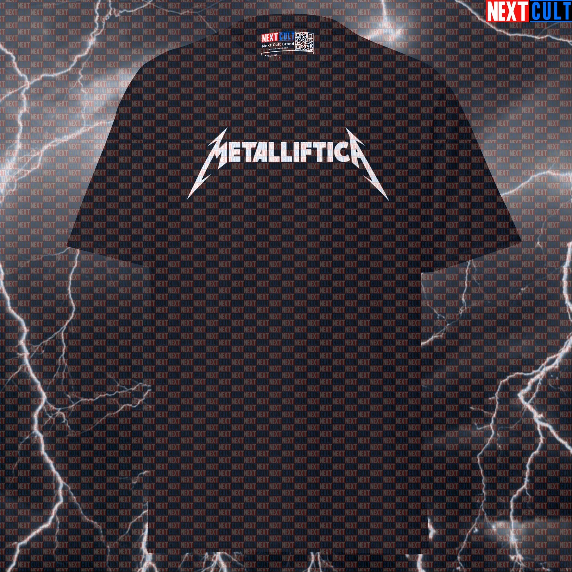 Metalliftica Lifting Metal Funny Gym Shirt | Heavy Metal Workout Tee & Pump Cover for Lifters T-shirts Bodybuilding Fitness Gym Metallica Powerlifting Pump Cover Rock Music Workout Next Cult Brand