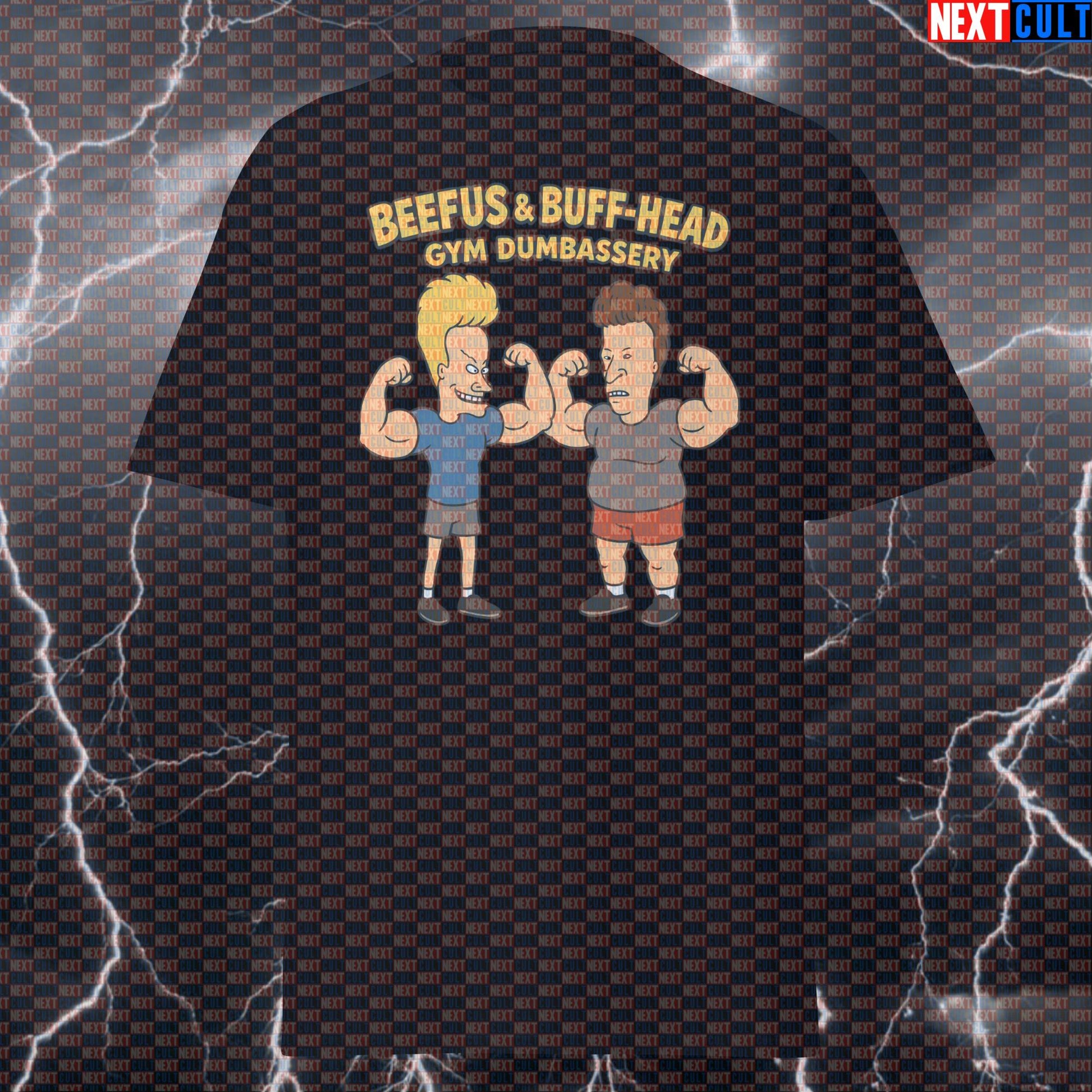 Beefus & Buff-Head Funny Gym T-Shirt | Gym Dumbassery Meme Tee | Pump Cover Workout Top T-shirts Beavis and Butt-Head Bodybuilding Fitness Gym Powerlifting Pump Cover TV Workout Next Cult Brand