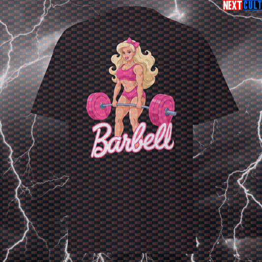 Funny Gym Meme T-Shirt: Barbell Meets Barbie Pump Cover Top for Lifters & Gymbros T-shirts Barbie Bodybuilding Films Fitness Gym Powerlifting Pump Cover Workout Next Cult Brand