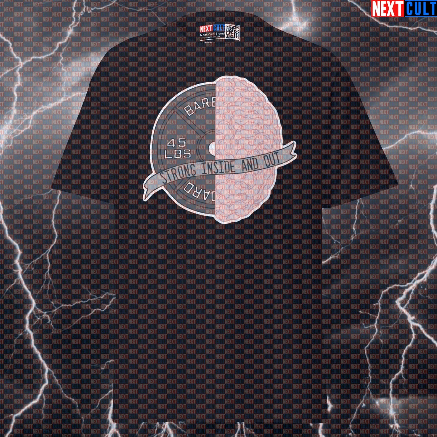 Strong Inside And Out Funny Gym Shirt | Weights and Brains Graphic Tee | Gym Meme Pump Cover Top T-shirts Bodybuilding Fitness Gym Powerlifting Pump Cover Workout Next Cult Brand