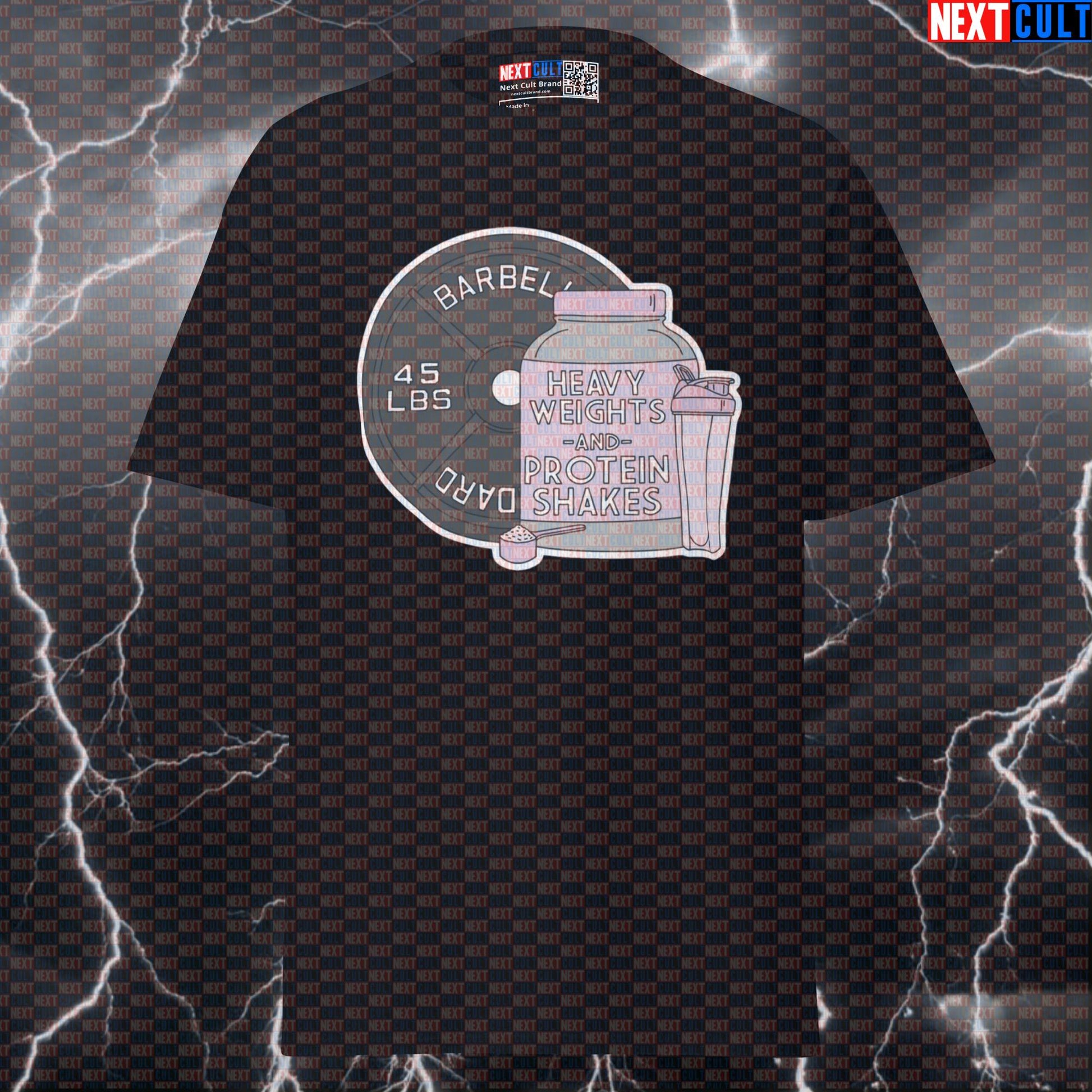 Heavy Weights and Protein Shakes Funny Gym Meme T-Shirt for Lifters and Gymbros Pump Cover T-shirts Bodybuilding Fitness Gym Powerlifting Pump Cover Workout Next Cult Brand