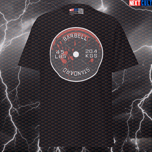 Bloody Weight Plate Halloween Gym T-Shirt | Funny Workout Pump Cover Graphic Tee For Lifters T-shirts Bodybuilding Fitness Gym Halloween Powerlifting Pump Cover Workout Next Cult Brand