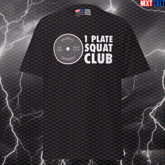 1 Plate Squat Club Funny Gym Meme Tee - Essential Powerlifting Pump Cover Top T-shirts Fitness Gym Leg Day Powerlifting Pump Cover Workout Next Cult Brand