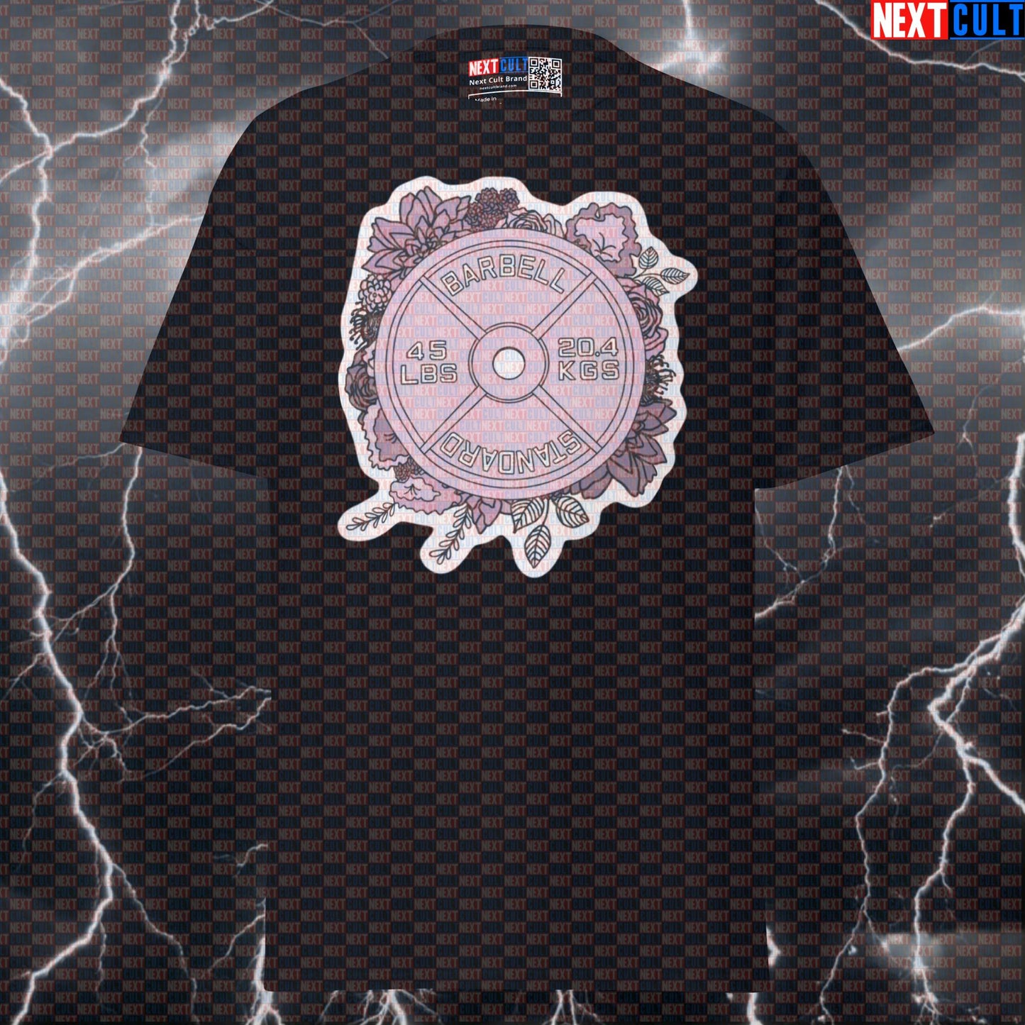 Pink Flower Weight Plate Funny Gym T-Shirt | Floral Fitness Meme Tee For Lifters & Gymbros T-shirts Bodybuilding Fitness Gym Powerlifting Pump Cover Workout Next Cult Brand
