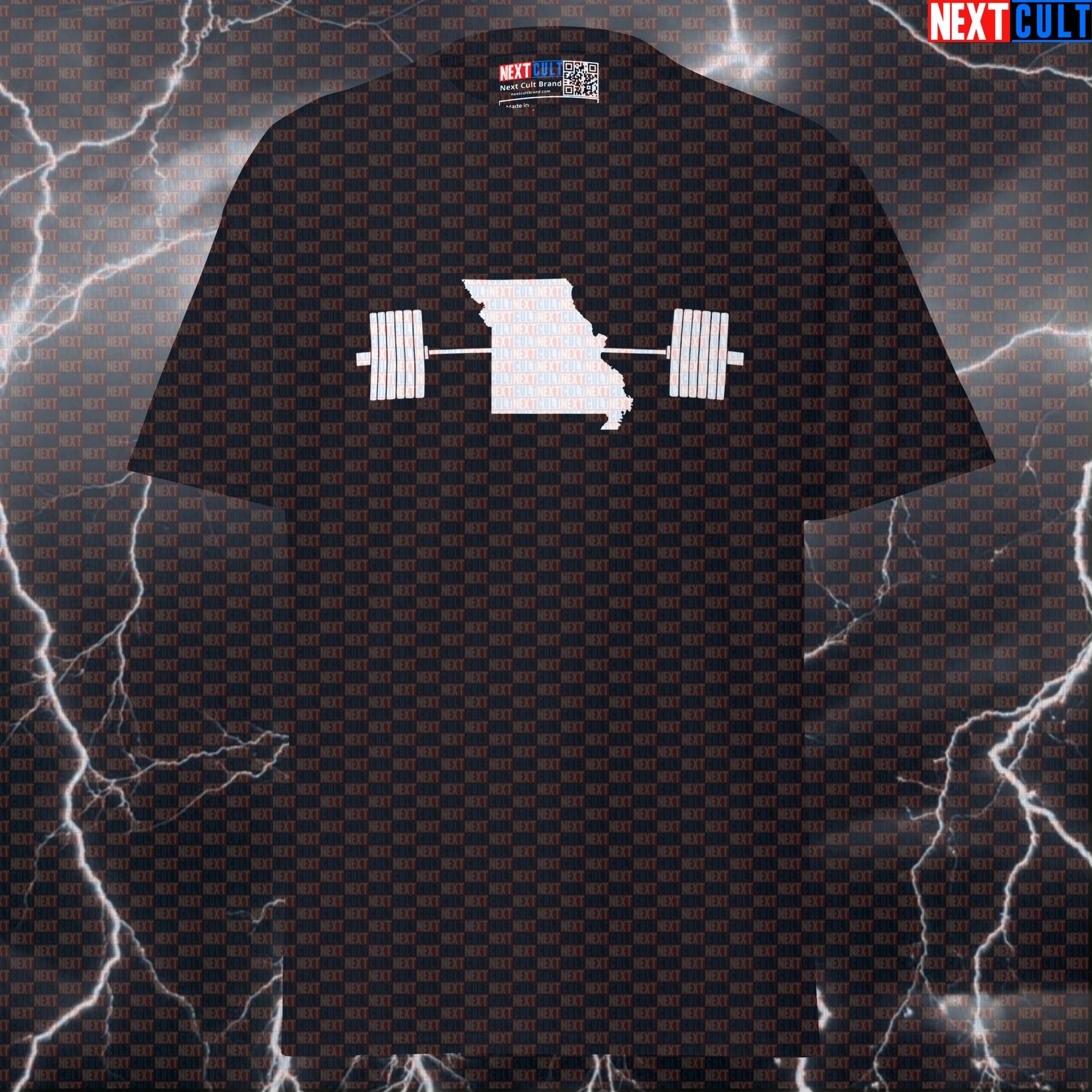 Missouri Powerlifting Map Tee: Funny Gym Meme Shirt & Ultimate Pump Cover for Lifters T-shirts 4th of July Fitness Gym Powerlifting Pump Cover Workout Next Cult Brand