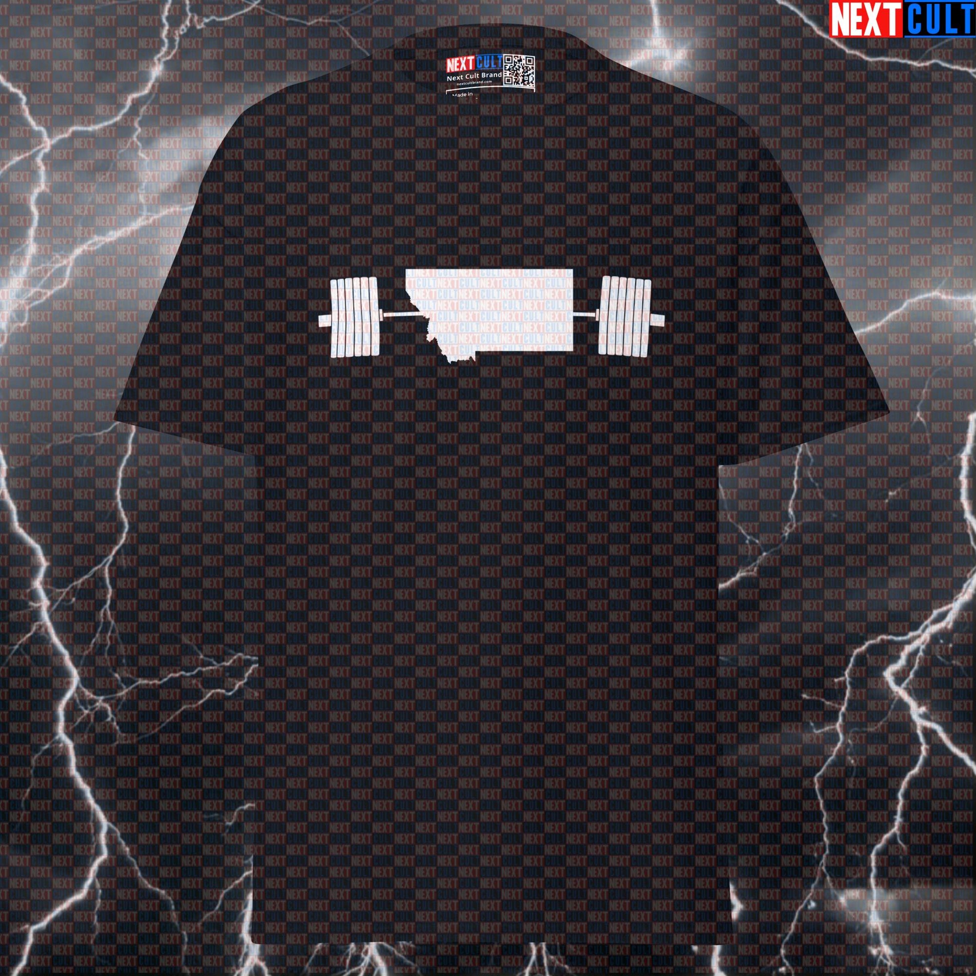 Montana Lifting Club State Map Tee: Funny Gym Meme Shirt & Pump Cover for Lifters T-shirts 4th of July Fitness Gym Powerlifting Pump Cover Workout Next Cult Brand