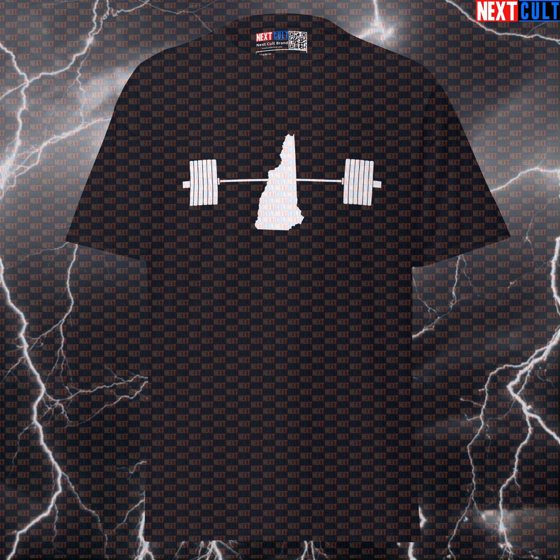 New Hampshire State Map Gym Tee | Funny Powerlifting Pump Cover for Lifters | Strongest State USA Graphic Top T-shirts 4th of July Fitness Gym Powerlifting Pump Cover Workout Next Cult Brand