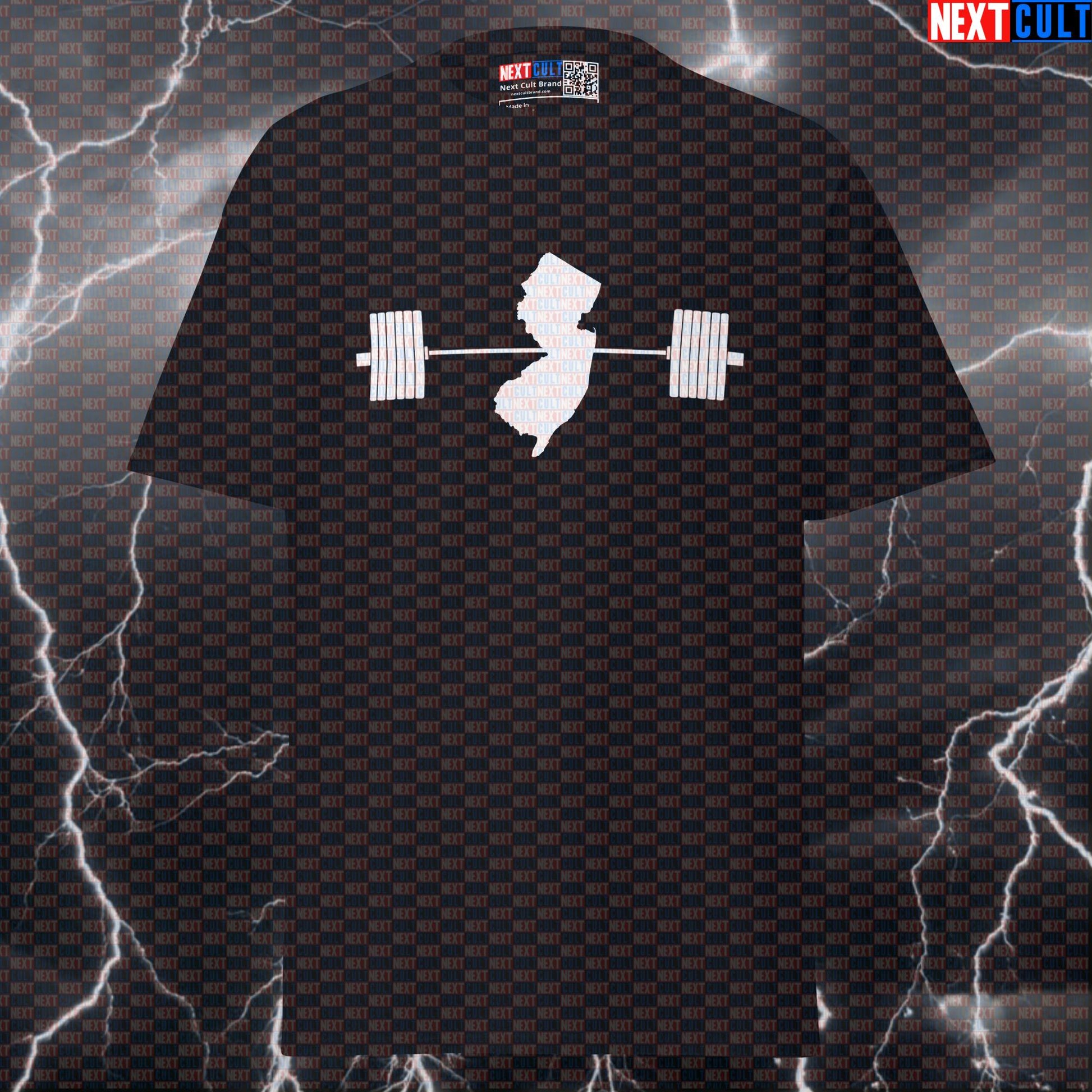 New Jersey State Map Graphic Tee | Funny Gym Meme Pump Cover for Lifters T-shirts 4th of July Fitness Gym Powerlifting Pump Cover Workout Next Cult Brand