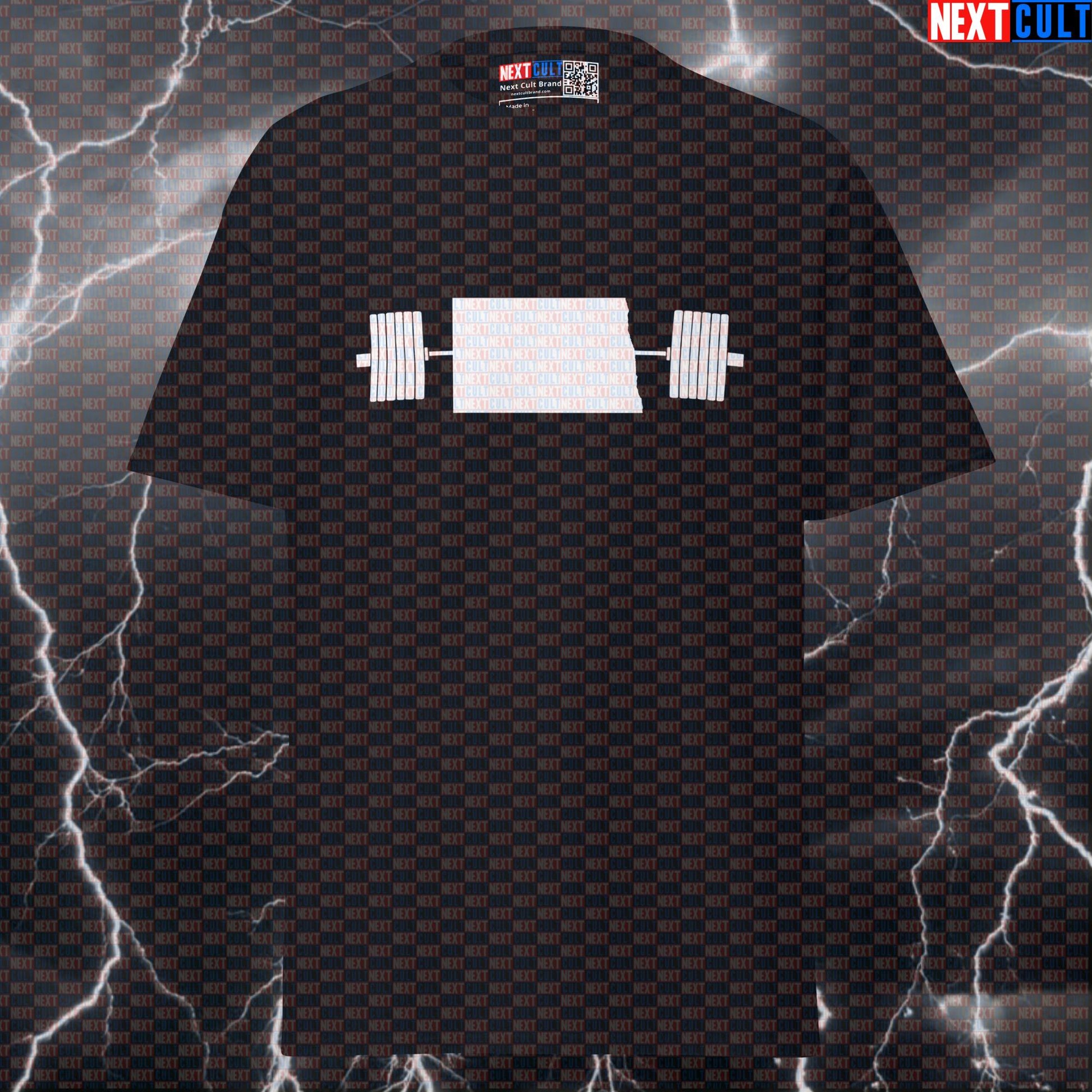 North Dakota Powerlifting Map Tee: Funny Gym Meme Shirt & Ultimate Pump Cover for Lifters T-shirts 4th of July Fitness Gym Powerlifting Pump Cover Workout Next Cult Brand