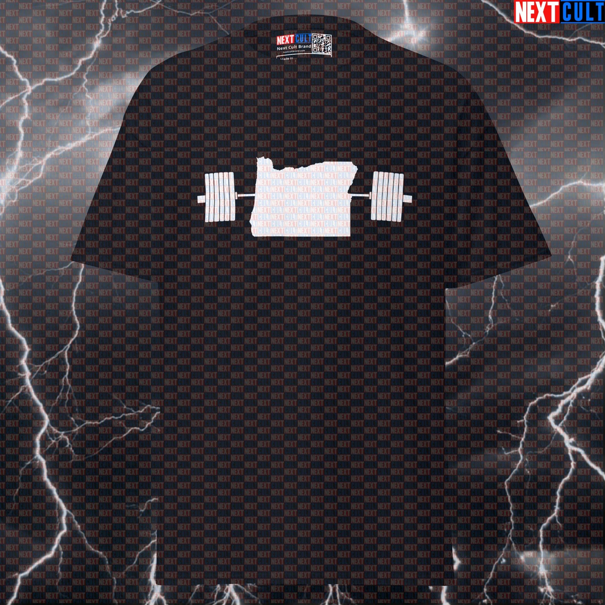 Oregon State Map Powerlifting Tee: Funny Gym Meme Shirt & Pump Cover for Lifters T-shirts 4th of July Fitness Gym Powerlifting Pump Cover Workout Next Cult Brand