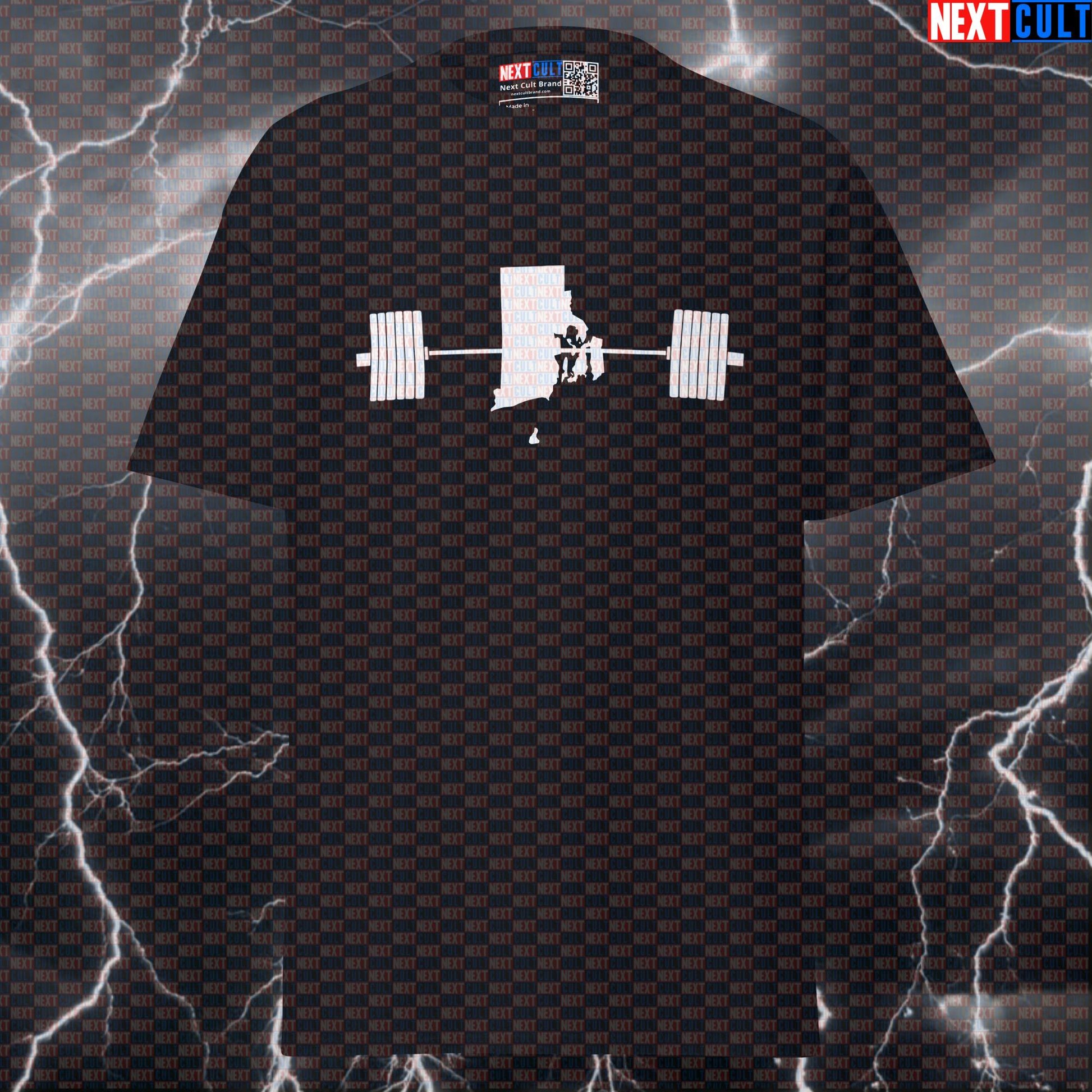 Rhode Island's Strongest State Graphic Tee - Official Pump Cover for the Rhode Island Lifting Club T-shirts 4th of July Fitness Gym Powerlifting Pump Cover Workout Next Cult Brand