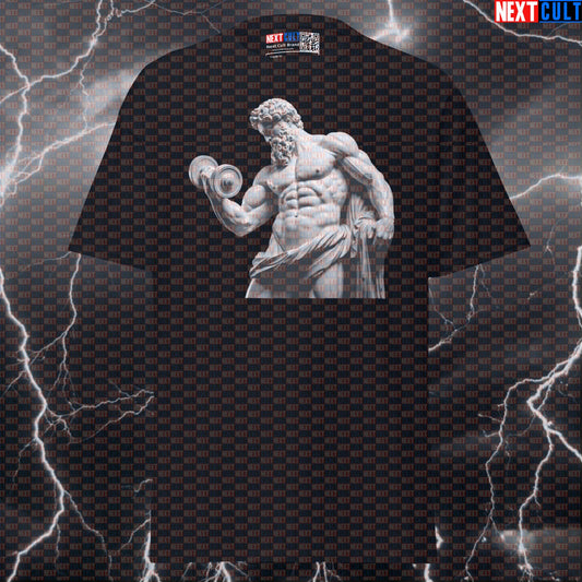 Premium Gym Meme Tee: Funny Bodybuilding Pump Cover with Greek God Sculpture Design T-shirts Ancient Greece Bodybuilding Fitness Gym Pump Cover Stoicism Workout Next Cult Brand