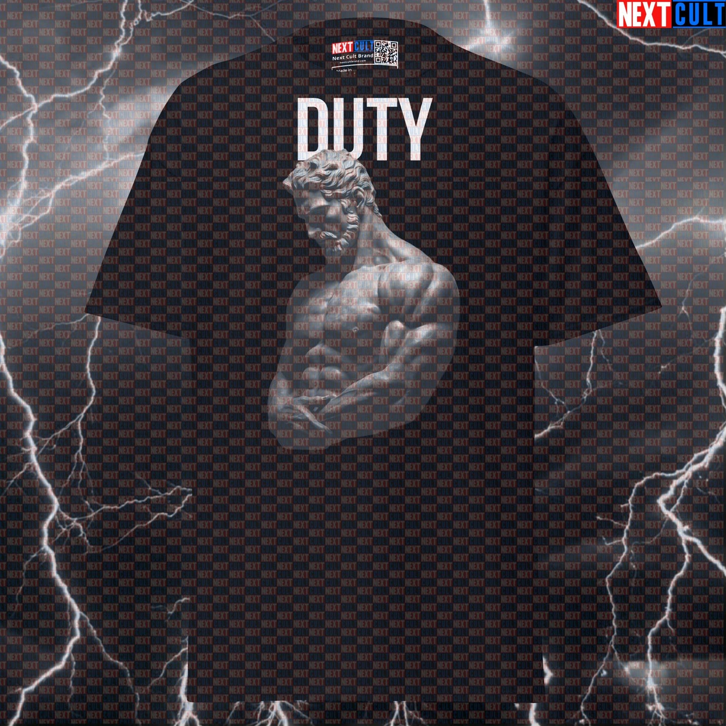 Duty Calls: Stoic Sigma Greek God Marble Sculpture Funny Gym Meme Pump Cover T-Shirt T-shirts Ancient Greece Fitness Gym Pump Cover Stoicism Workout Next Cult Brand