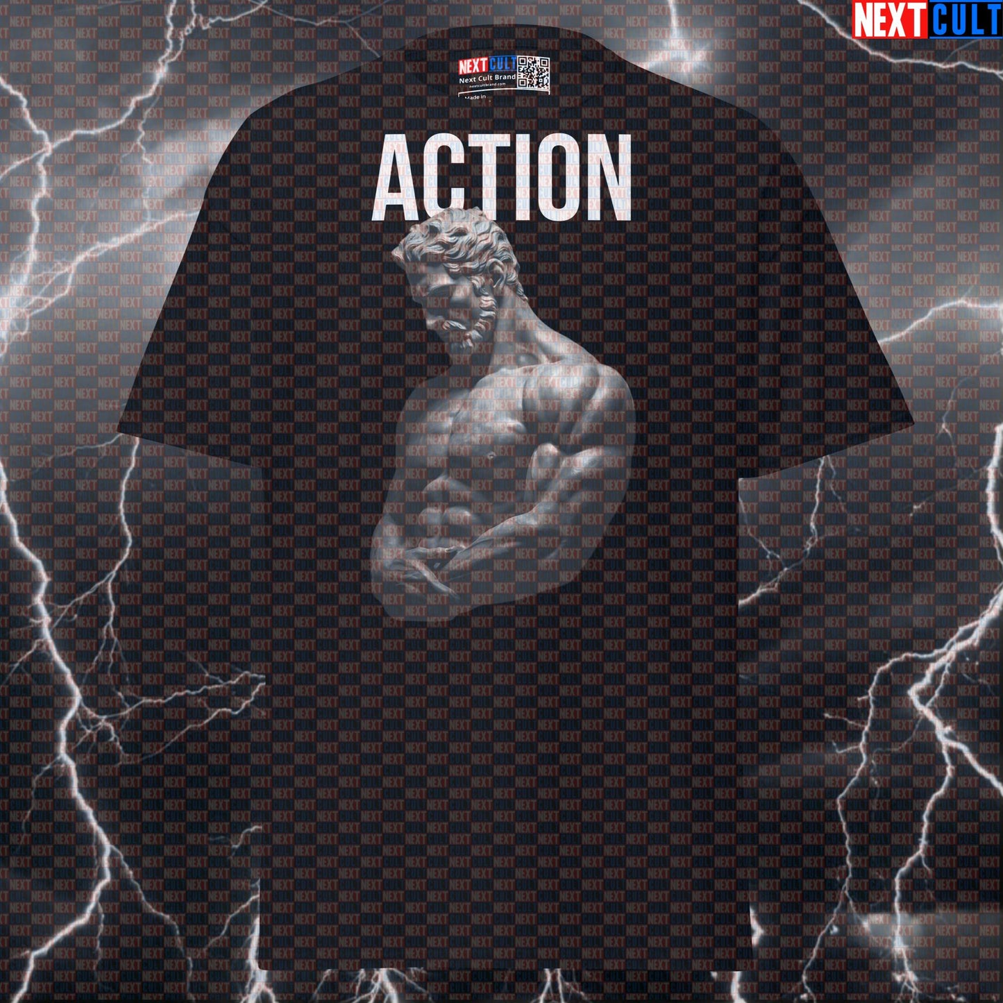 Action Stoic Sigma T-Shirt - Greek God Marble Sculpture Graphic Tee & Funny Gym Pump Cover Top T-shirts Ancient Greece Fitness Gym Pump Cover Stoicism Workout Next Cult Brand