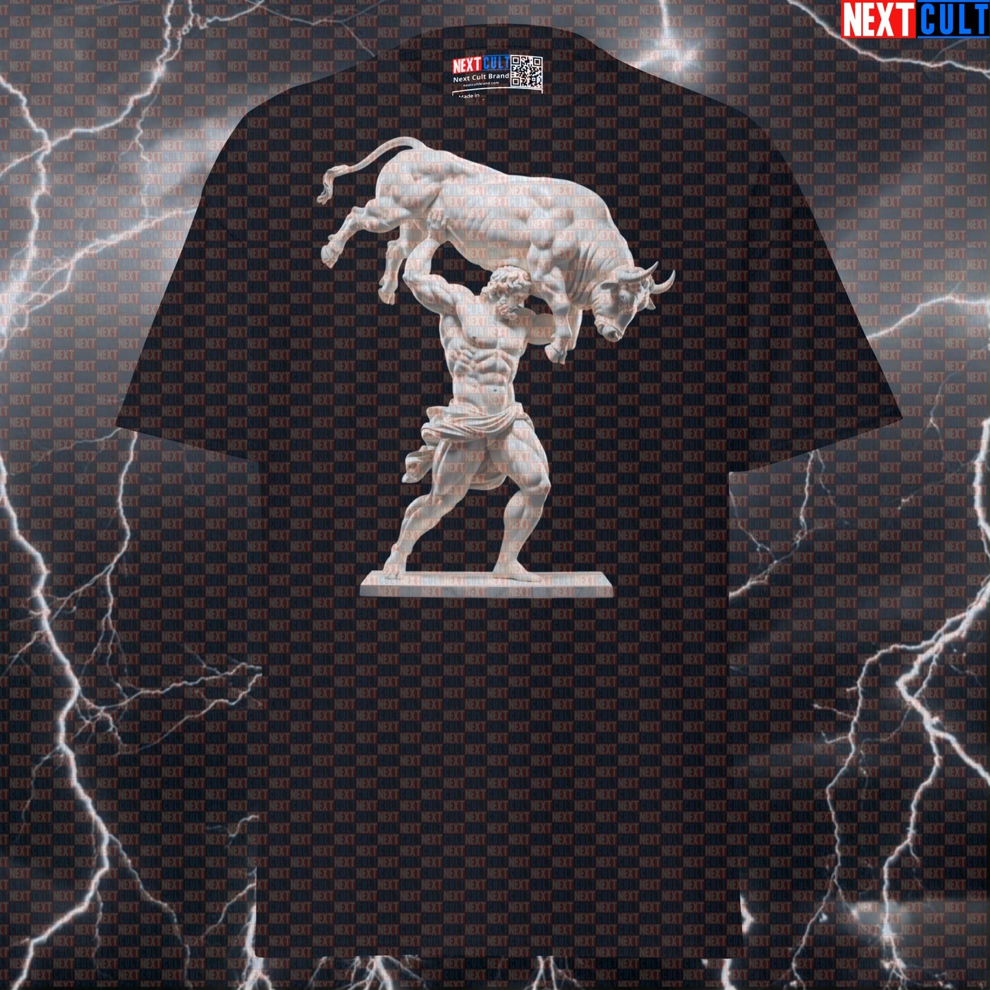 Milo of Croton Bull Lifting Graphic Tee | Funny Gym Meme Shirt & Pump Cover for Lifters T-shirts Ancient Greece Bodybuilding Fitness Gym Pump Cover Stoicism Workout Next Cult Brand