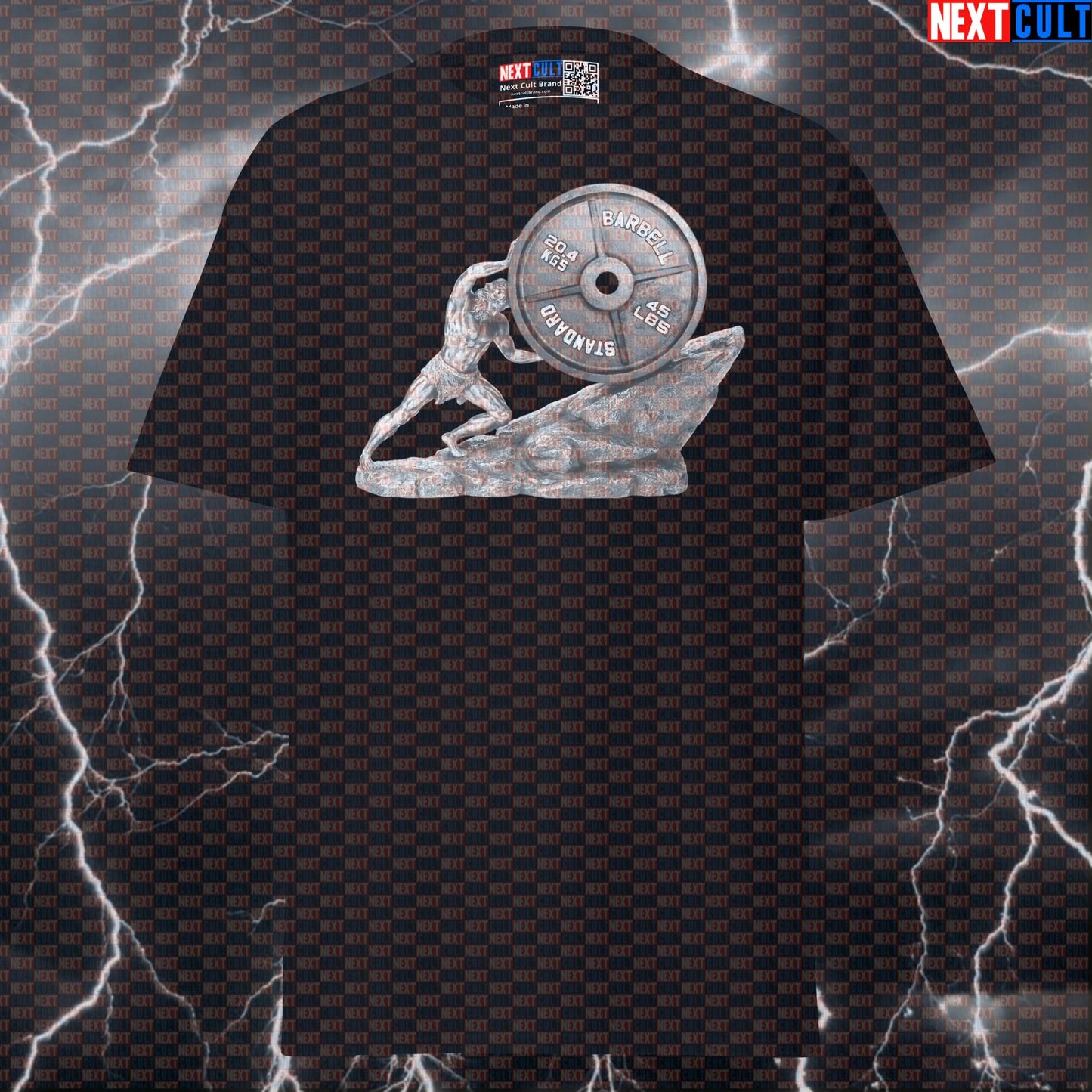 Sisyphean Gains: Funny Gym Meme Shirt | Rolling Weight Plate Uphill Pump Cover Graphic Tee T-shirts Ancient Greece Fitness Gym Powerlifting Pump Cover Stoicism Workout Next Cult Brand