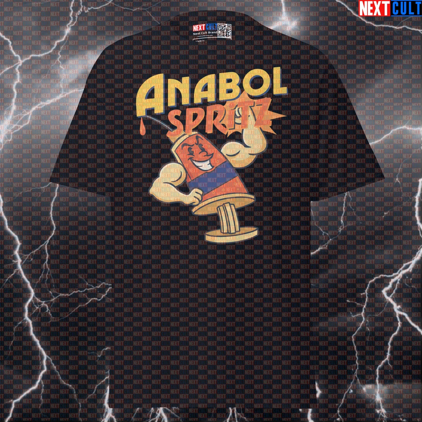 Anabol Spritz Funny Gym Meme Shirt | Not Natty Steroid Parody Pump Cover Graphic Tee T-shirts Bodybuilding Fitness Gym Pump Cover Steroids Workout Next Cult Brand