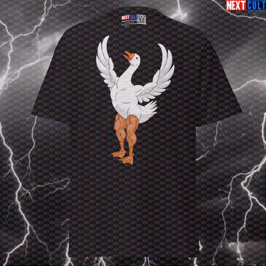 Swole Goose Gym Meme Funny Gym Shirt | Bodybuilding Goose Pump Cover Graphic Tee T-shirts Bodybuilding Fitness Gym Pump Cover Workout Next Cult Brand