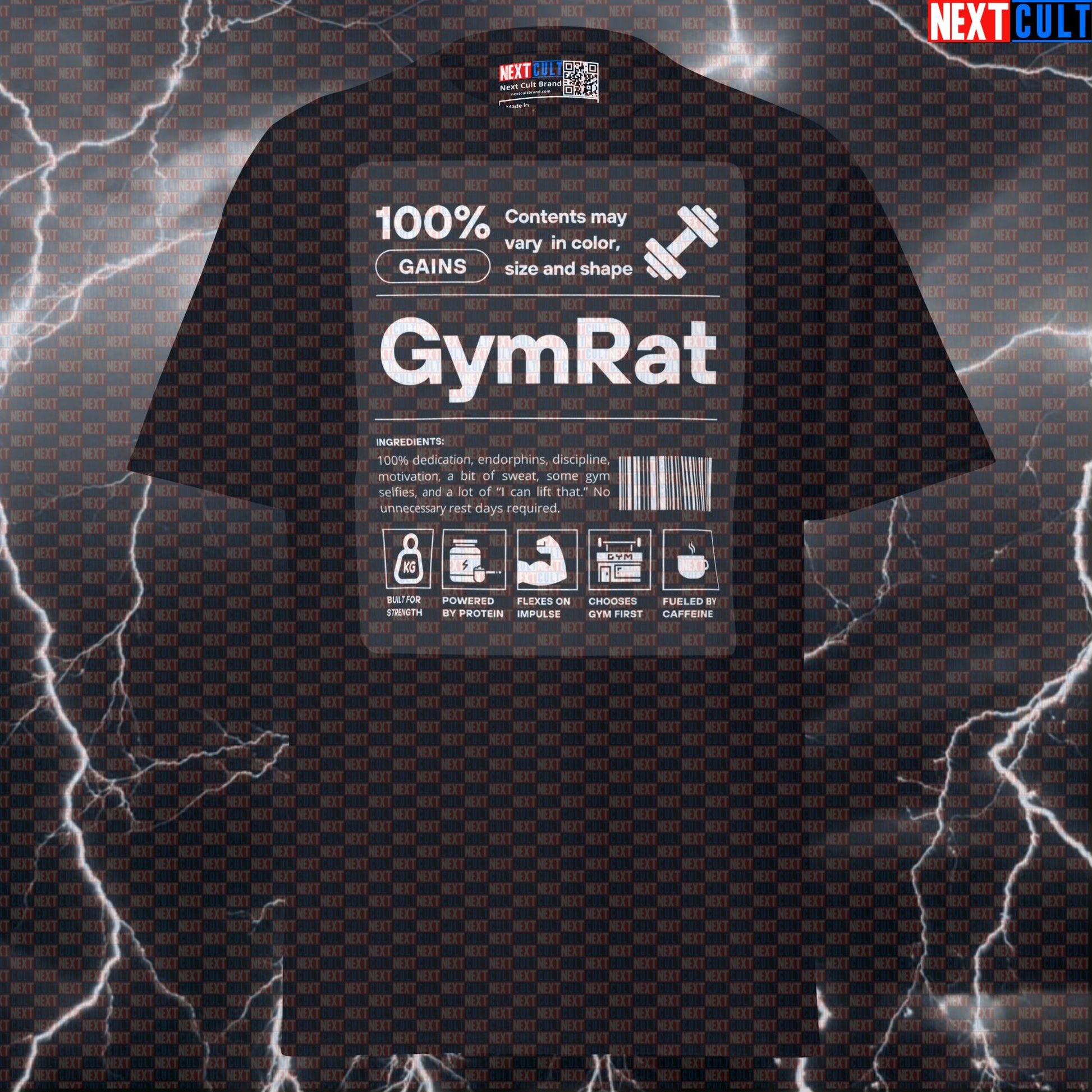 GymRat Ingredients Funny Graphic Tee - Essential Gym Meme Pump Cover Top T-shirts Bodybuilding Fitness Gym Powerlifting Pump Cover Workout Next Cult Brand