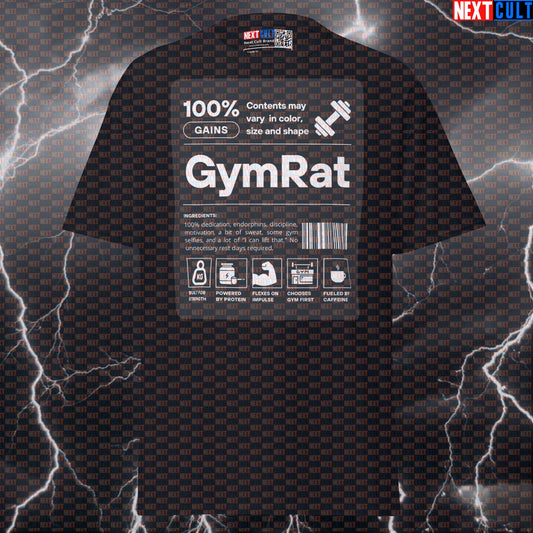GymRat Ingredients Funny Graphic Tee - Essential Gym Meme Pump Cover Top T-shirts Bodybuilding Fitness Gym Powerlifting Pump Cover Workout Next Cult Brand