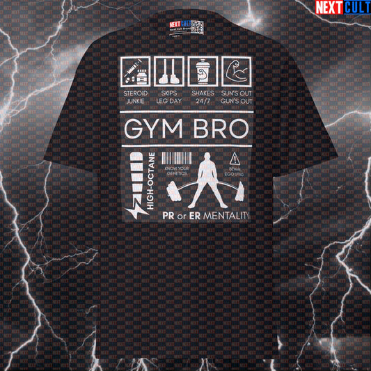 Gymbro Ingredients Funny Graphic Tee - The Ultimate Gym Meme Pump Cover Top T-shirts Bodybuilding Fitness Gym Powerlifting Pump Cover Workout Next Cult Brand