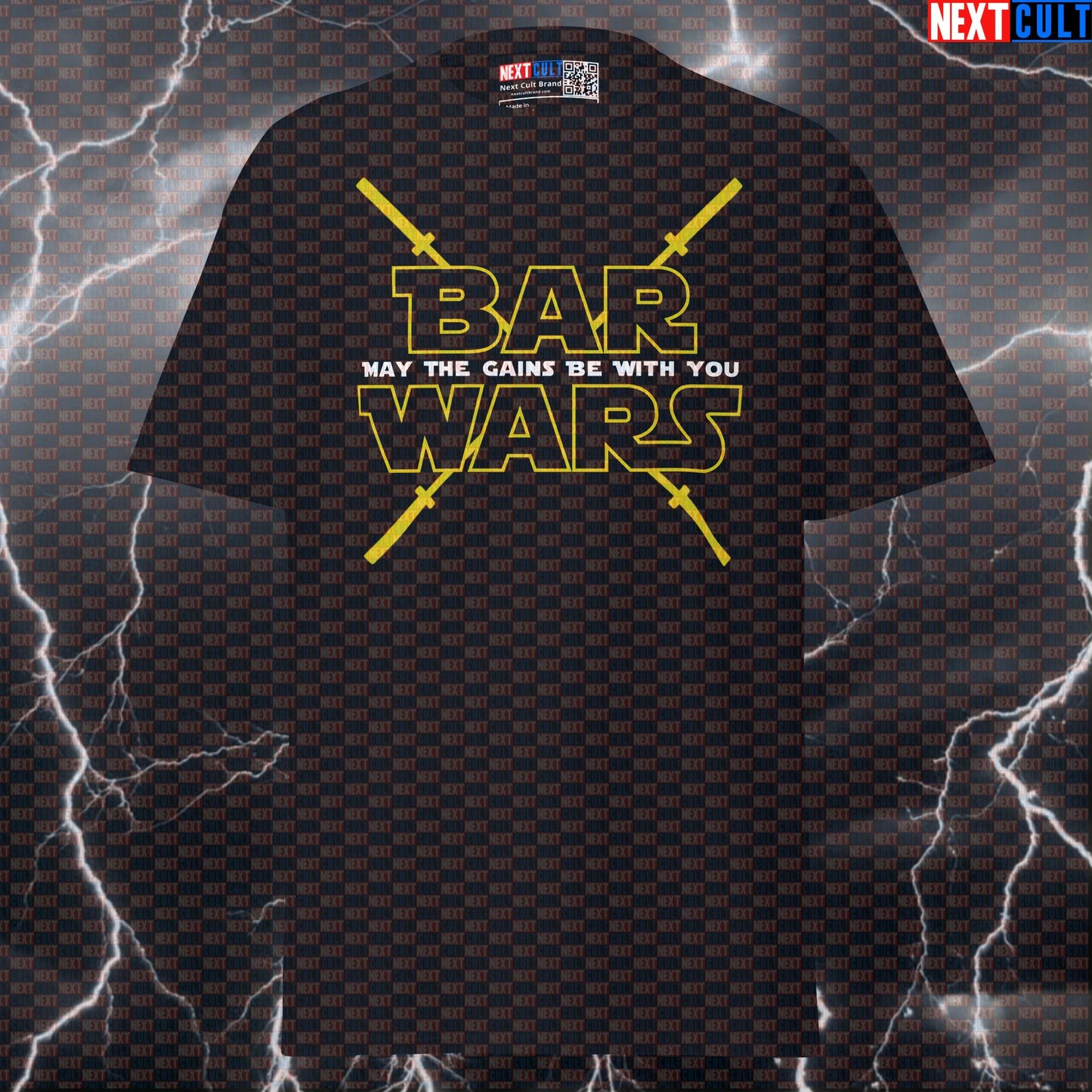 Bar Wars Funny Gym T-Shirt: May The Gains Be With You Swole Wars Pump Cover Tee Next Cult Brand