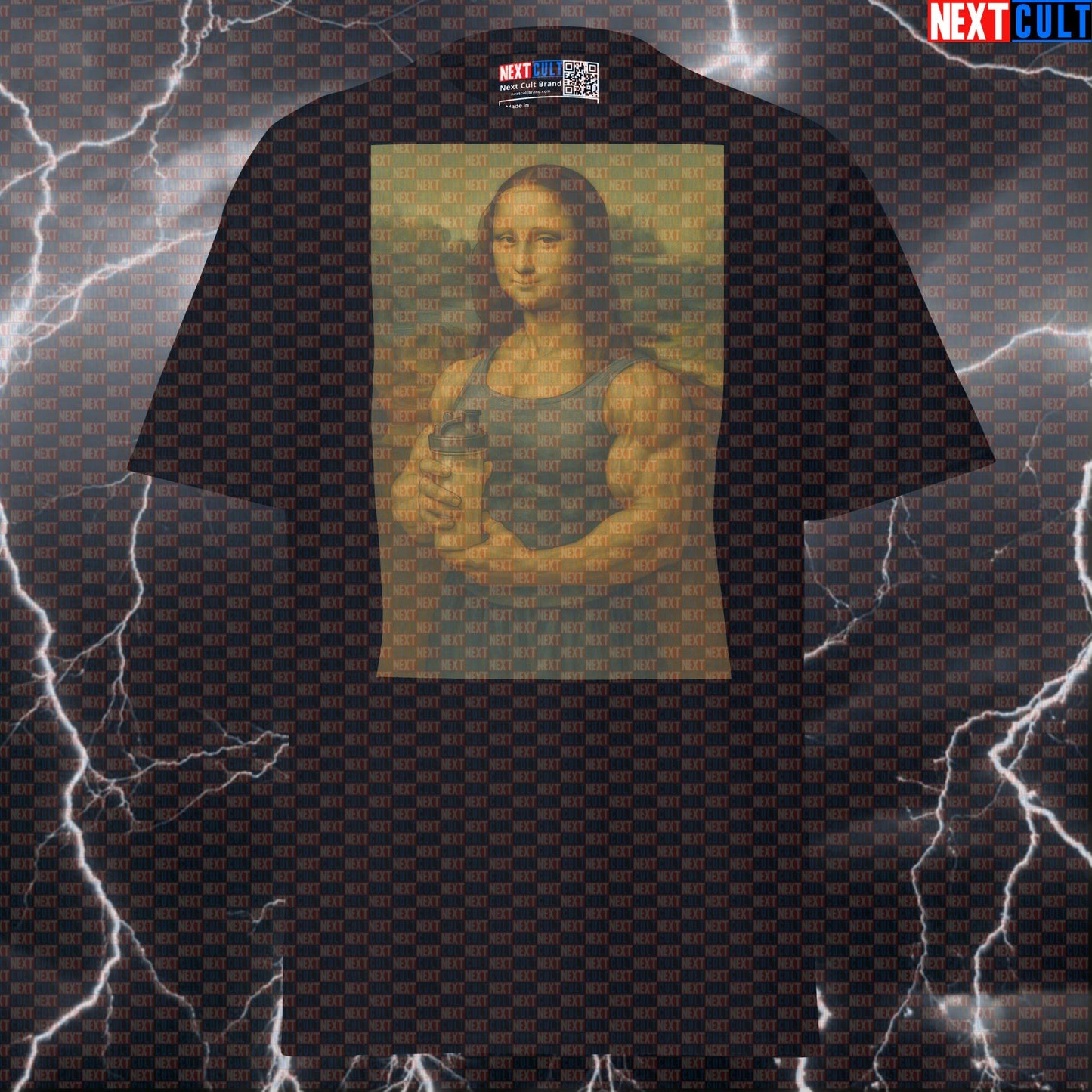 Mona Lifta Gym Renaissance Funny Gym T-Shirt | Leonardo da Vinci Workout Pump Cover Tee T-shirts Art Bodybuilding Fitness Gym Mona Lisa Pump Cover Workout Next Cult Brand