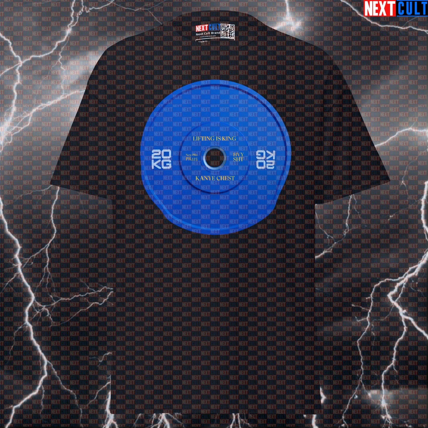 Lifting Is King Funny Gym T-Shirt | Kanye Workout Tee Parody | Blue Weight Plate Pump Cover T-shirts Bodybuilding Fitness Gym Hip Hop Kanye West Powerlifting Pump Cover Workout Next Cult Brand