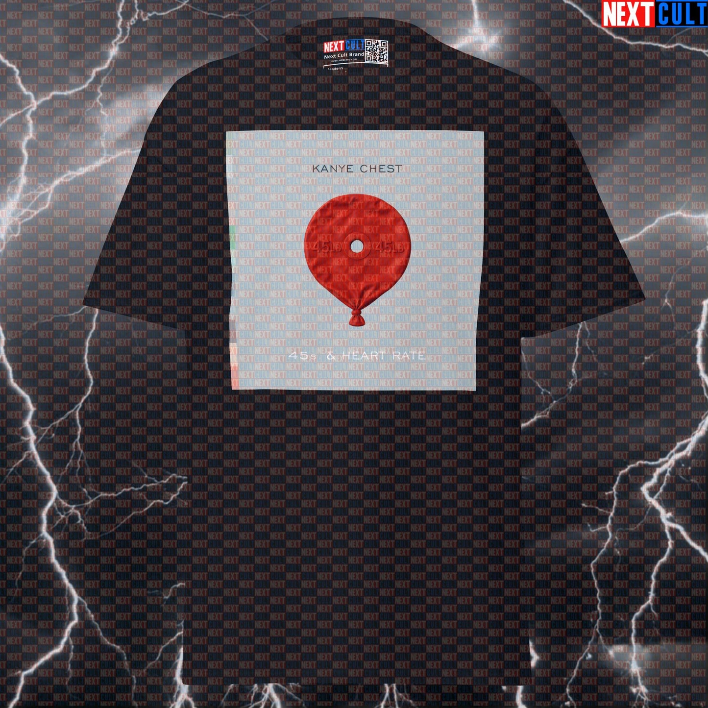 45s & Heart Rate Funny Gym T-Shirt | Kanye 45lb Plate Balloon Pump Cover Tee T-shirts Bodybuilding Fitness Gym Hip Hop Kanye West Powerlifting Pump Cover Workout Next Cult Brand