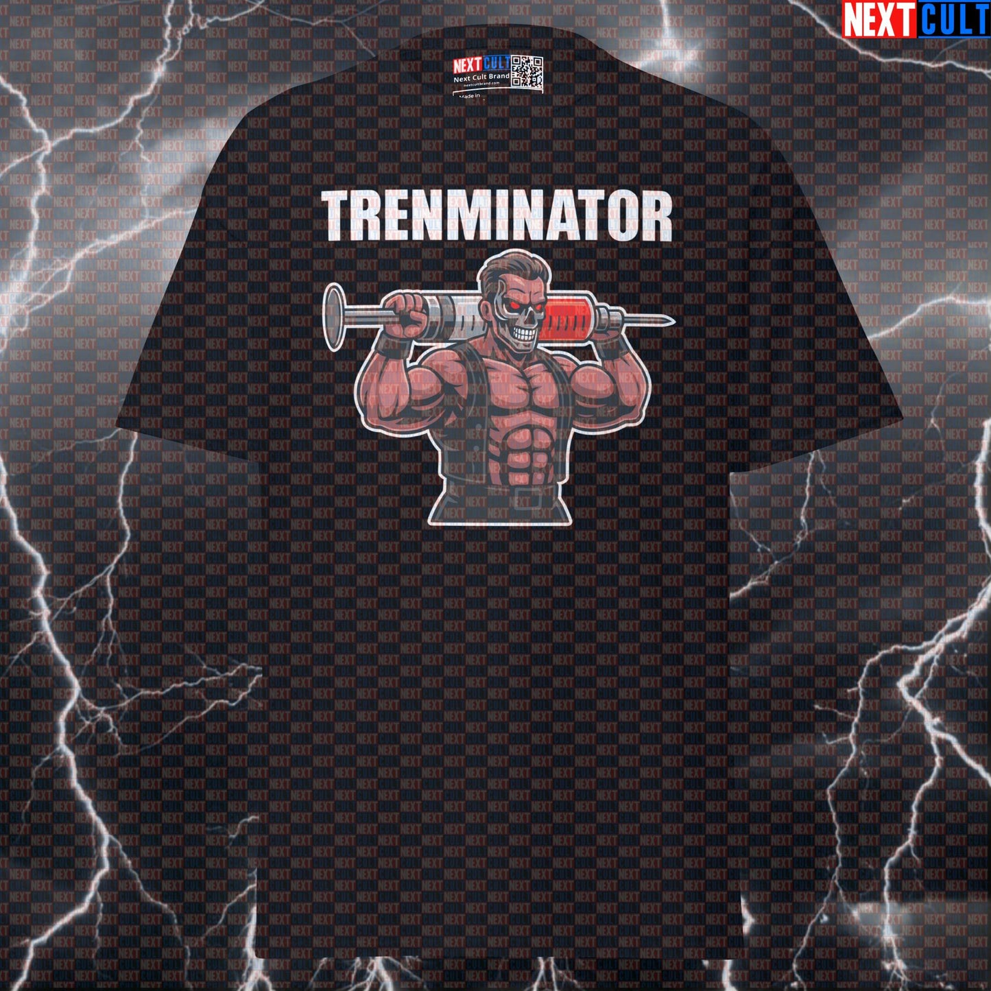Trenminator Bodybuilding T-Shirt | Funny Not Natty Gym Meme Tee | Arnold Schwarzenegger Pump Cover Bodybuilding Films Fitness Gym Powerlifting Pump Cover Steroids Workout Next Cult Brand